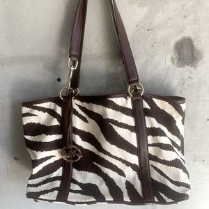 Michael Kors Canvas and Leather zebra tote